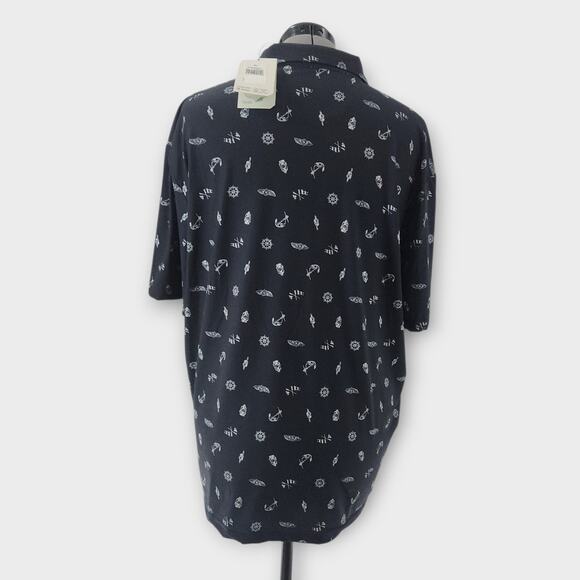 Chaps Golf Polo Men's XL Navy Nautical Print Soft Stretch Moisture Wicking NWT - Picture 3 of 8
